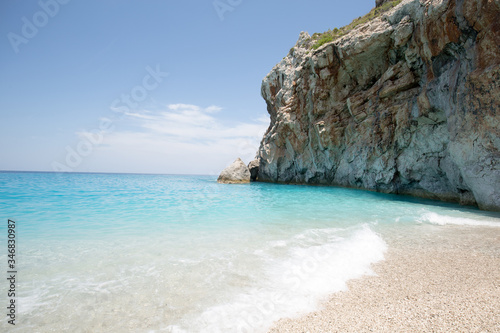 Empty beach on the Ionian sea, Lefkada island, Greece