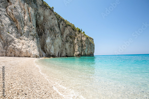 Empty beach on the Ionian sea, Lefkada island, Greece