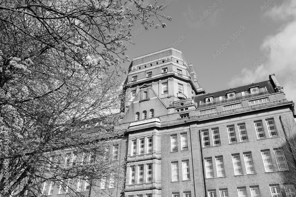 University of Manchester. Black and white retro style.