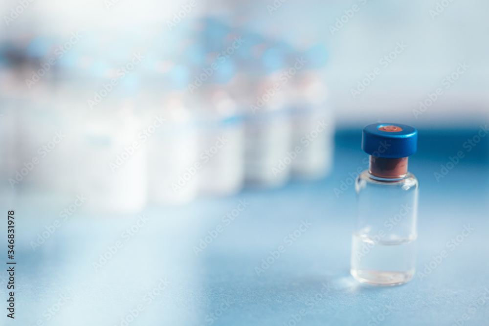 Vaccines bottles and syringe. Medical objects. Vaccines bottles and syringe. Medical objects.