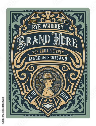 Vintage Gin label. Vector layered