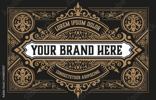Vintage label with floral elements