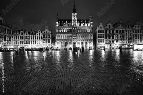 Brussels - Grand Place. Black and white vintage style.