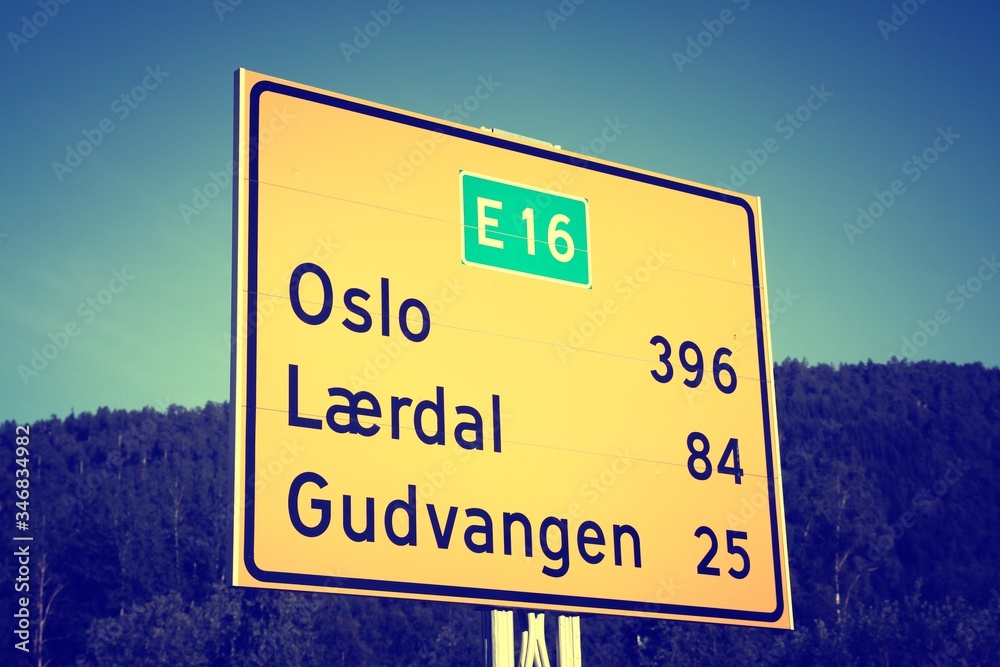 Norway directions. Vintage processed image style.