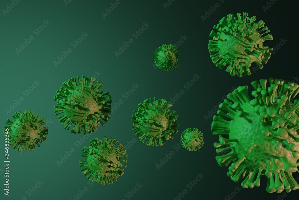 Virus Coronavirus Covid-19 simulazione modello render - obrazy, fototapety, plakaty 