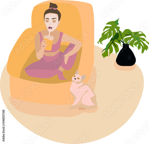 woman relaxing in the house. carantine time