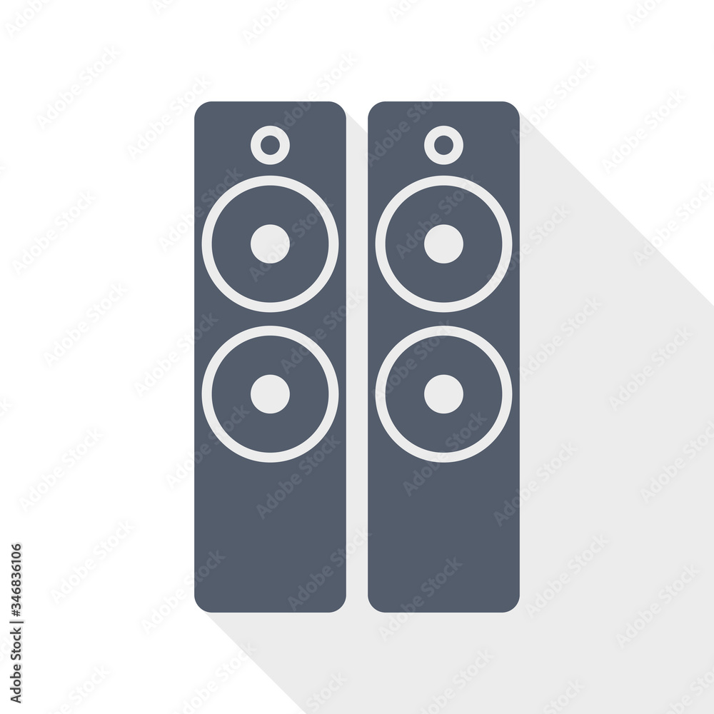 Set of music speakers, loudspeaker flat design vector icon Set of music speakers, loudspeaker flat design vector icon