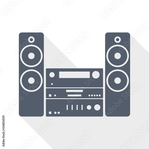 Music, stereo equipment flat design vector icon