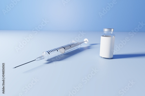 Siringa e dose in flacone con vaccino per persone e bambini contro il coronavirus influenza covid-19