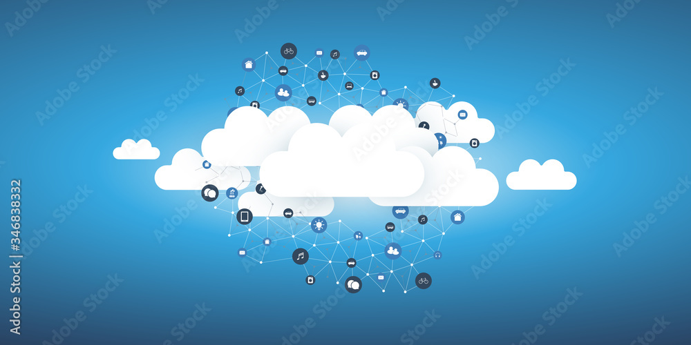 Blue Cloud Computing and Networks Concept Design - Vector Illustration Blue Cloud Computing and Networks Concept Design - Vector Illustration
