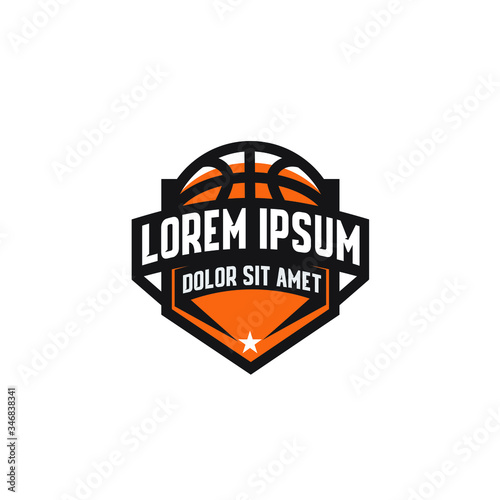 basketball team tournament orange logo icon design vector