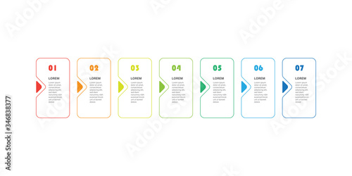 Colorful Modern Style Infographics Design - Set of Minimalist Numbered Geometric Shapes, Row of Labels