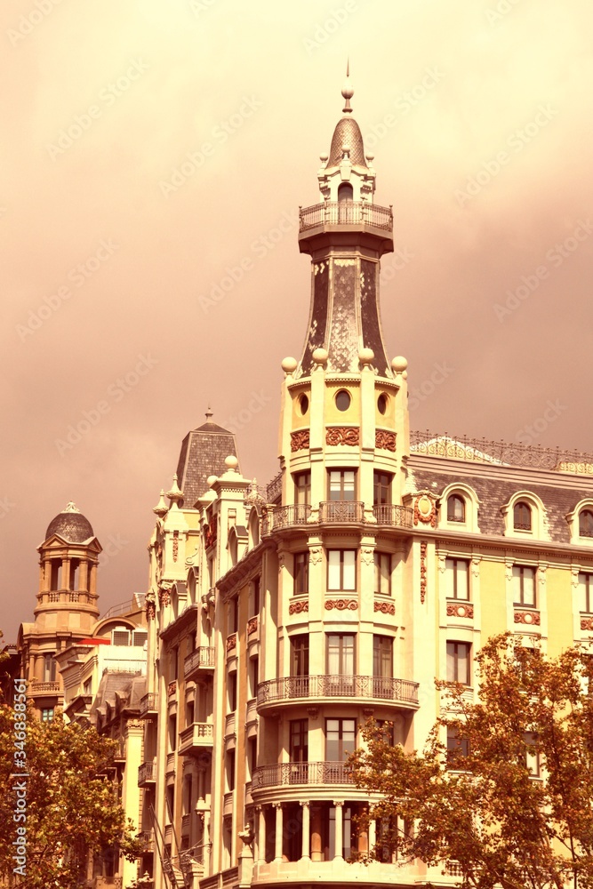 Barcelona. Retro color filtered style.