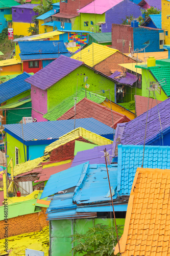 Close-up of Jodipan, a small neighborhood full of colors and joy in the downtown area of the city of Malang. © Alvaro
