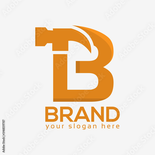 Letter B Hammer Logo. Flat design. Vector Illustration on white background