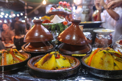 marakech city in sahat el fina at dinner and food