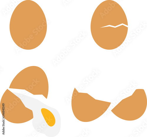 Egg vector icon set, whole egg, cracked, broken, yolk icons