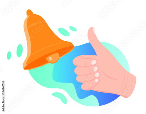 Bell subscribe like modern liquid design. Concept subscribe to channel, blog. Social media background. Marketing. Vector illustration. EPS 10