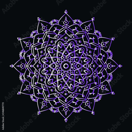 Gradient spectral mandala on a dark background.