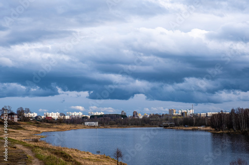 The Uvod River in the city of Ivanovo with a beautiful cloudy sky. © Valery Smirnov