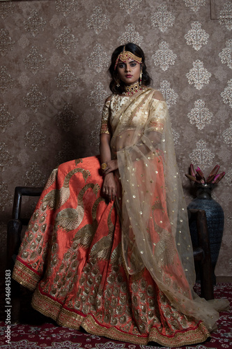 beautiful indian bride wearing traditional indian bridal dress
