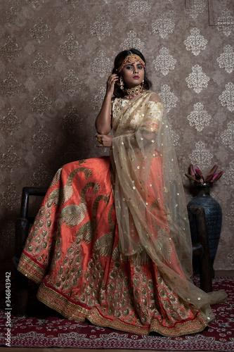 beautiful indian bride wearing traditional indian bridal dress