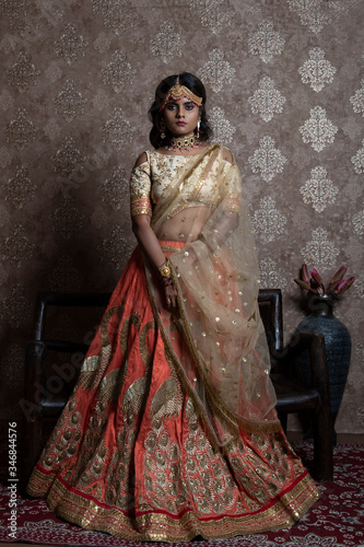 beautiful indian bride wearing traditional indian bridal dress