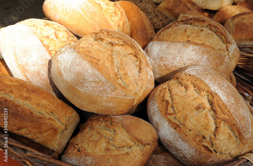 Rustic wheat bread buns made with sourdough and cooked in a wood oven, delicacies from spain