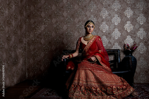 beautiful indian bride wearing traditional indian bridal dress