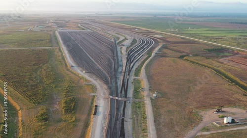 Railroad sorting and assembly yard under construction, Mumford, Texas, USA photo