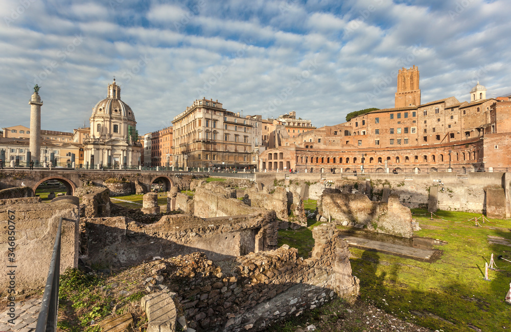 Ruins of Trajan's forum in Rome, Italy