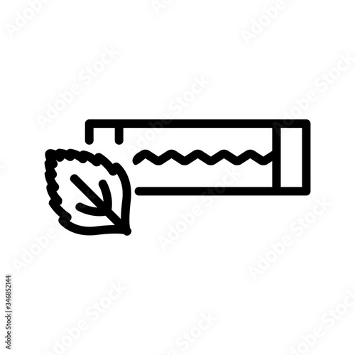 chewing gum plate with mint icon vector outline illustration