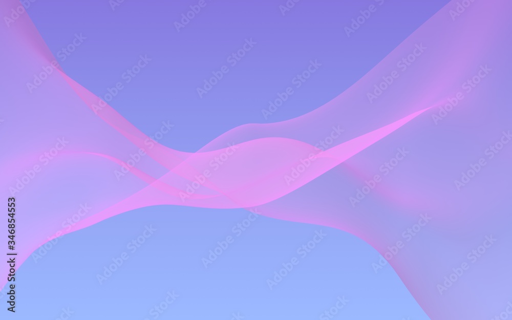 Pink wave on blue sky abstract background. Fluttering pink scarf. Waving on wind pink fabric. 3D illustration Pink wave on blue sky abstract background. Fluttering pink scarf. Waving on wind pink fabric. 3D illustration