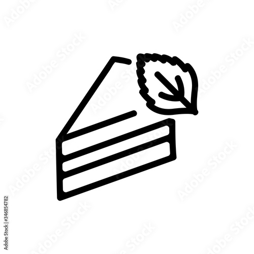 piece of cake with mint icon vector. piece of cake with mint sign. isolated contour symbol illustration
