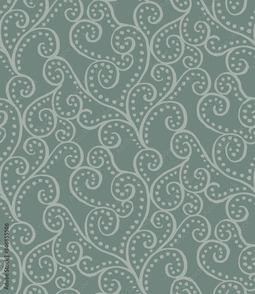 Seamless Pattern Design, Hand-drawn Paisley Style