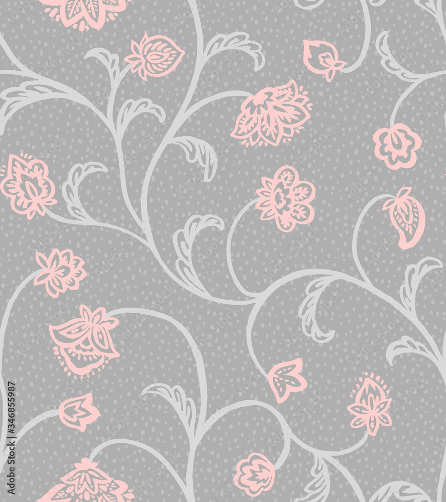 Seamless Pattern Design, Hand-drawn Paisley Style