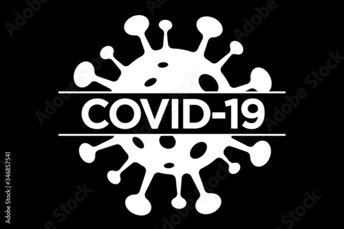 Covid-19 title logotype. Vector illustration on black background