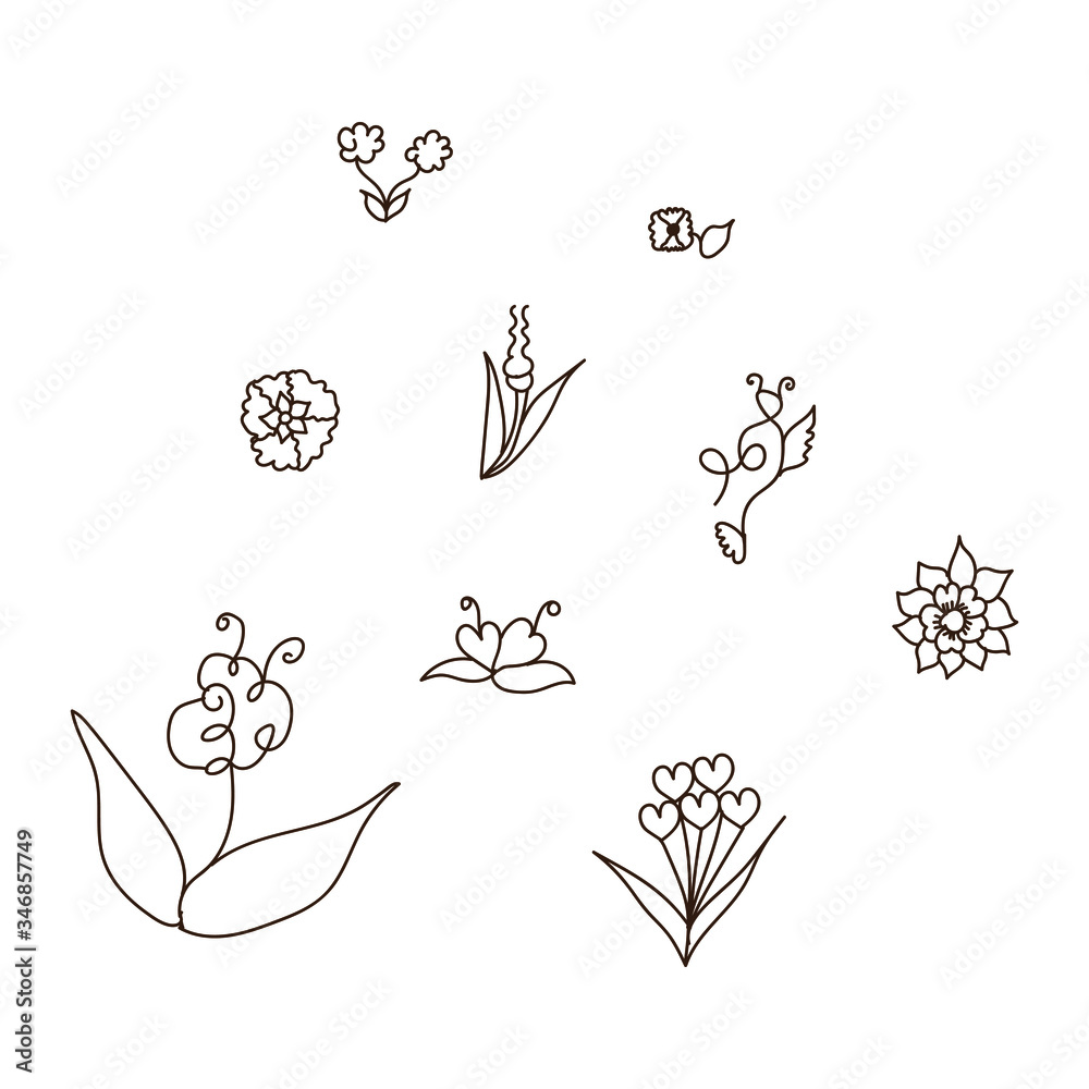 Fototapeta premium Doodle flower hand drawn illustration.Vector illustration for wedding,invitation card