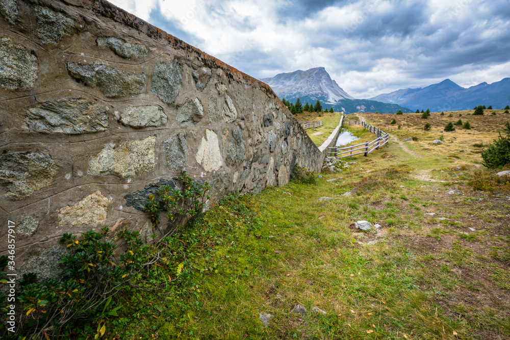 At raised bog Plamort (South Tyrol, Italy) there are remains of a special 1938 defence work featuring anti-tank dragon teeth, concrete walls and bunkers that had to protect Italy against Nazi Germany