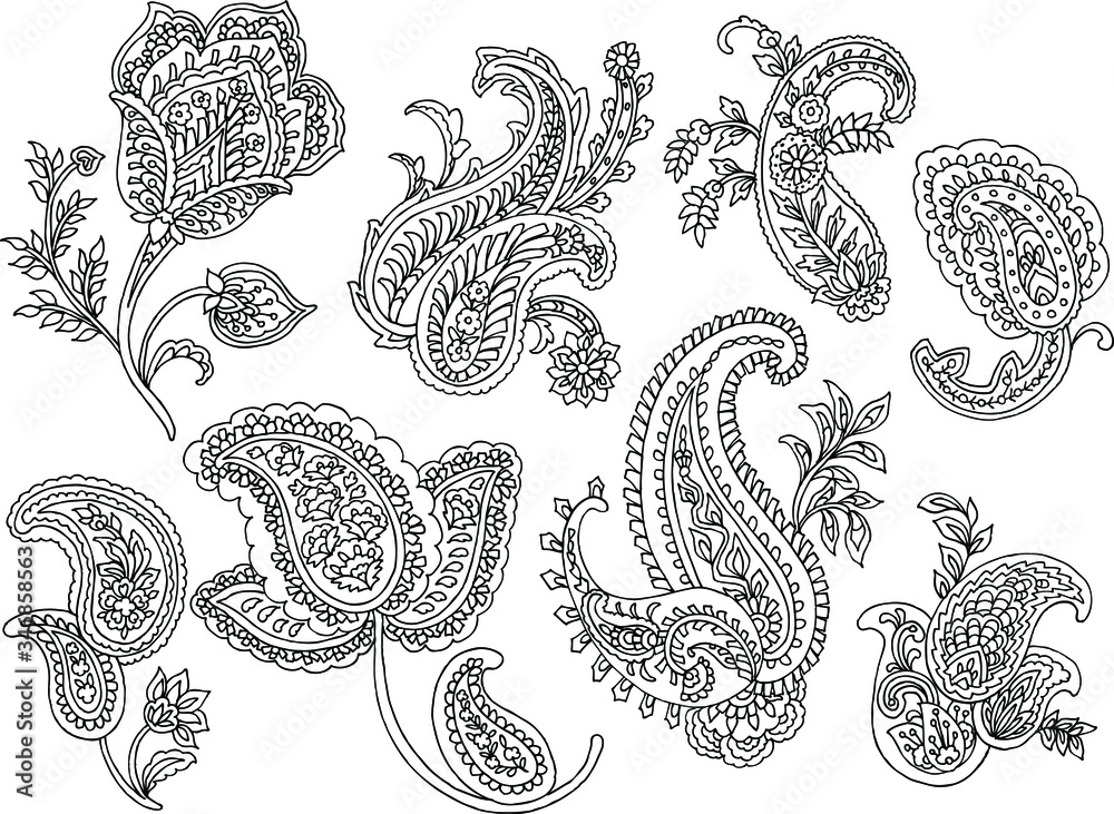 Set of Vector Paisley Materials on white background Set of Vector Paisley Materials on white background