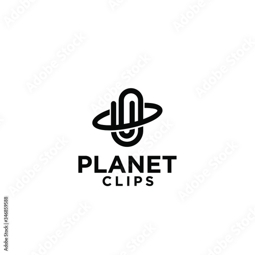 simple planet clip logo icon design template