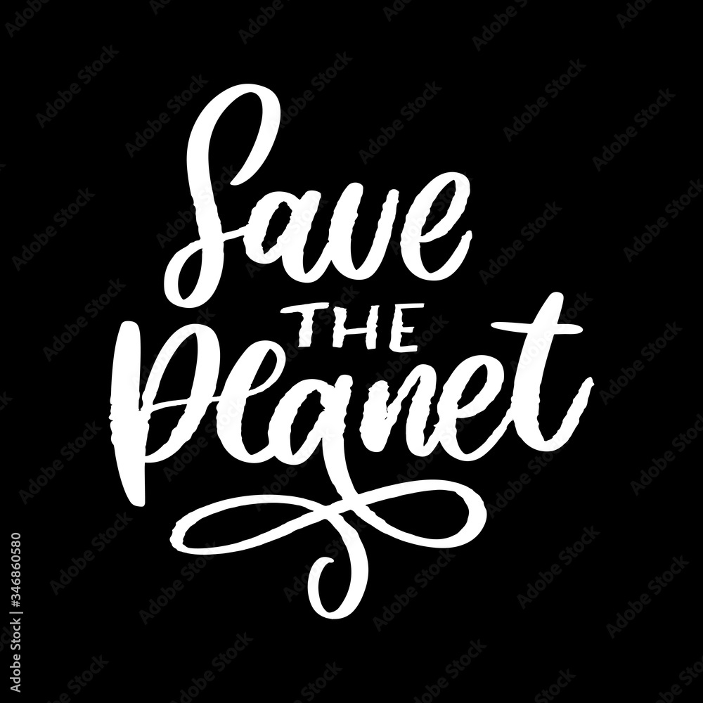 Green save the planet phrase on white background. Typography vector illustration. Lettering business concept. Decoration illustration. Lettering typography poster. Green save the planet phrase on white background. Typography vector illustration. Lettering business concept. Decoration illustration. Lettering typography poster.