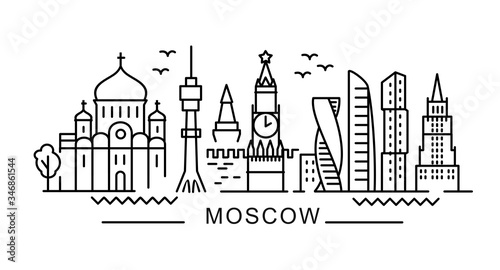 city of Moscow in outline style on white 