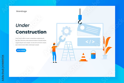 Modern flat design under construction landing page