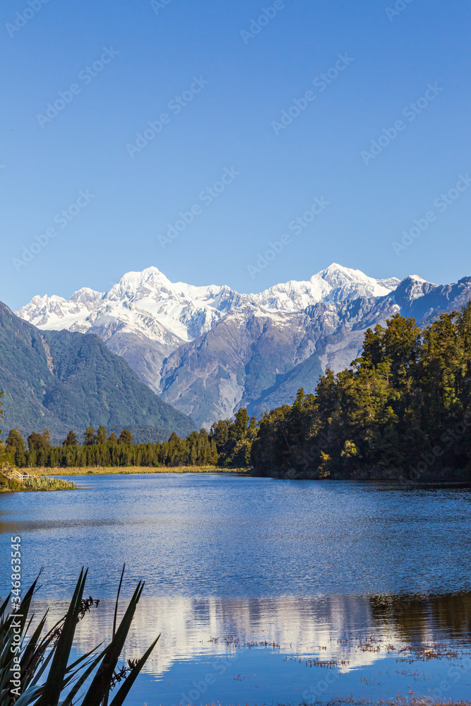 Matheson lake - Mirror Lake. Southern Alps. South Island. New Zealand Matheson lake - Mirror Lake. Southern Alps. South Island. New Zealand