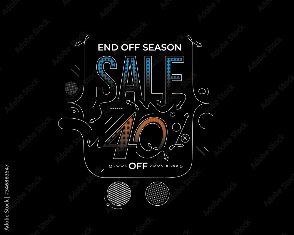 40% OFF Sale Discount Banner. Discount offer price tag. Vector Modern Sticker Illustration.