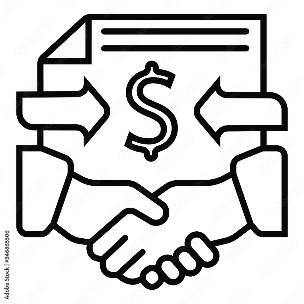 Handshake and money icon vector Handshake and money icon vector