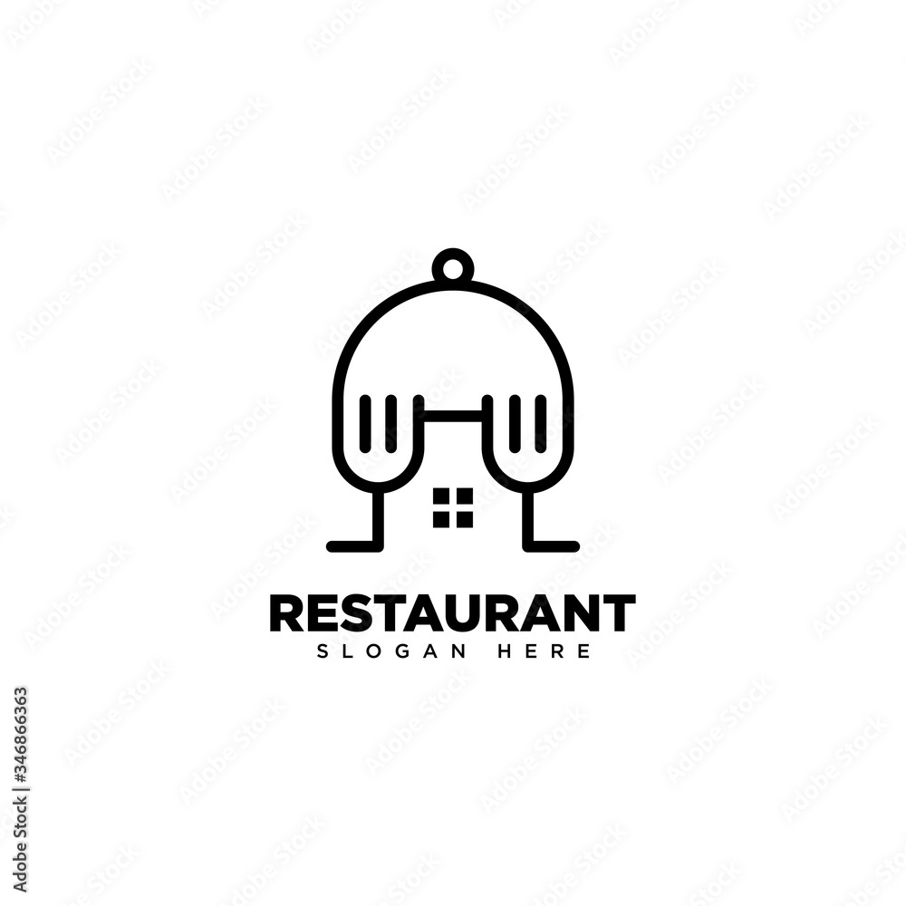 Restaurant Outline Logo Design on White Background Restaurant Outline Logo Design on White Background