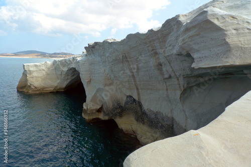  Milos,Greece, Cyclades Islands: the white rock of Sarakiniko cliff