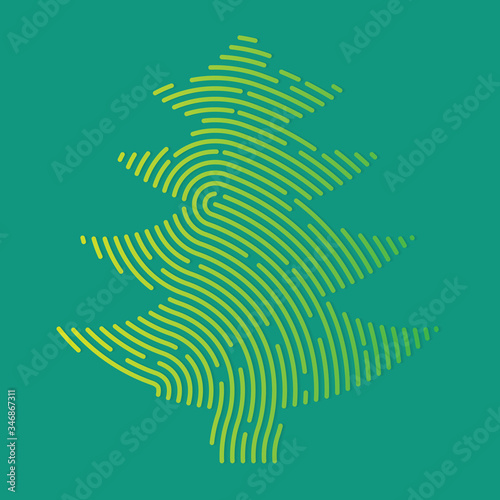 christmas tree filled with fingerprint pattern - vector illustration